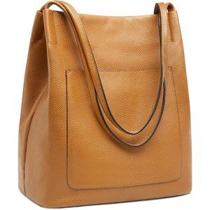 Tote Bags for Women Genuine Leather Shoulder Bag with Top Snap Closure-Brown